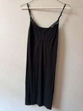 Calvin Klein Black Lace Trim Slip Nightgown Size M